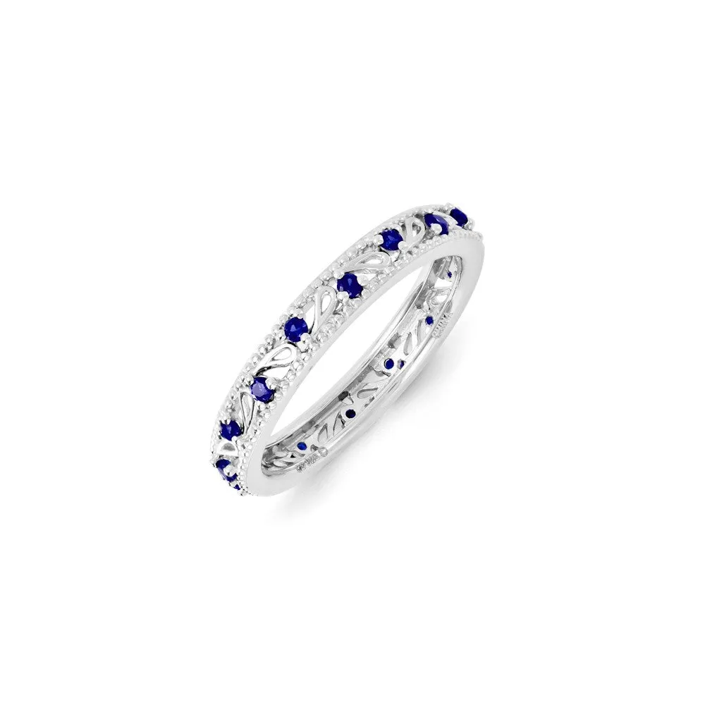Stackable Expressions Jewelry Sterling Silver Stackable Expressions Created Sapphire Ring | QSK1231