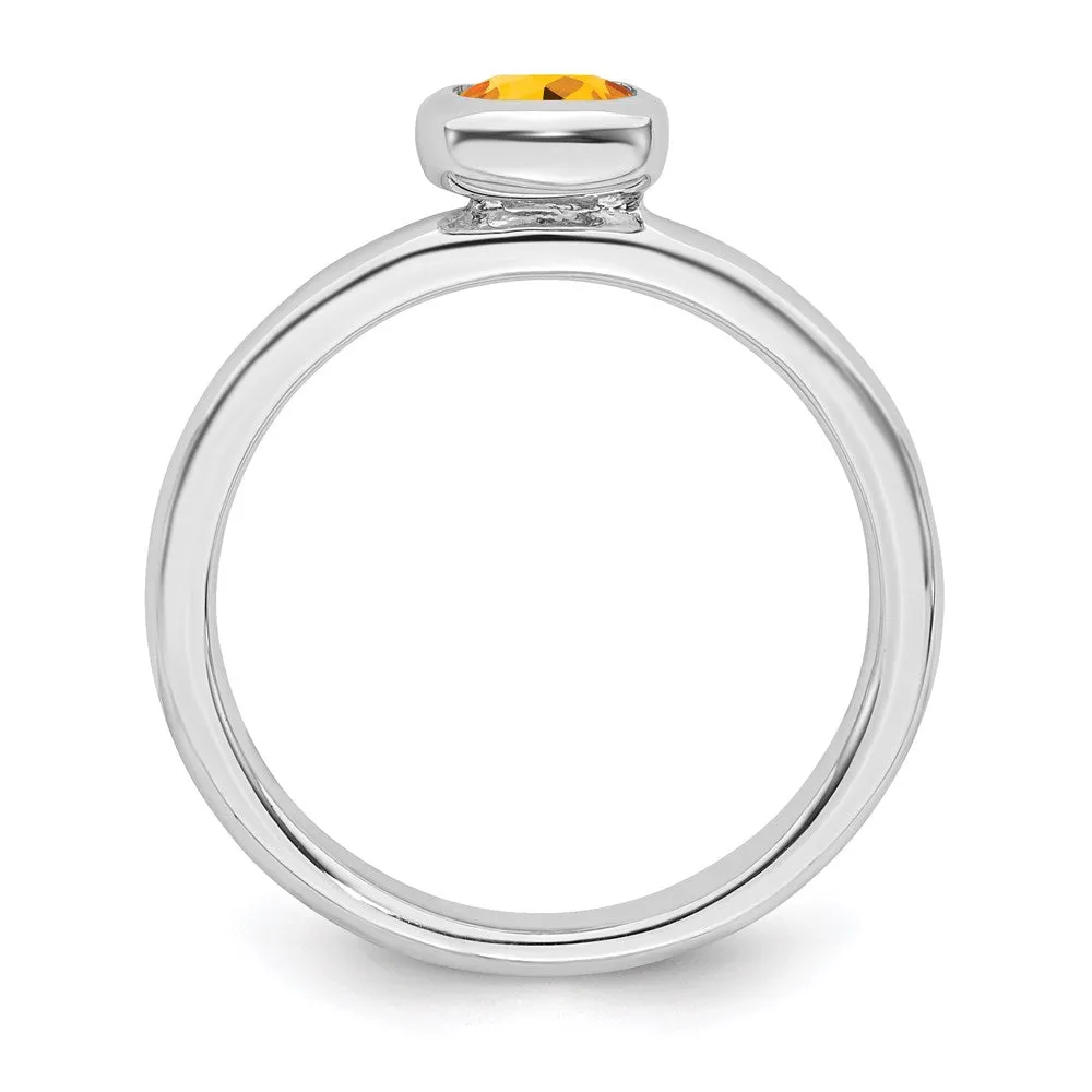Stackable Expressions Jewelry Sterling Silver Stackable Expressions Cushion Cut Citrine Ring | QSK456