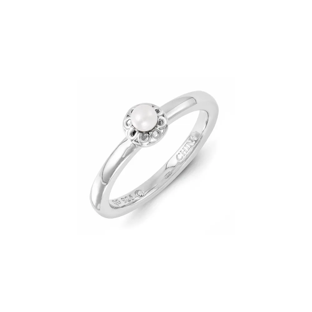 Stackable Expressions Jewelry Sterling Silver Stackable Expressions FW Cultured Pearl Ring | QSK1326