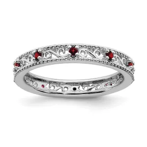 Stackable Expressions Jewelry Sterling Silver Stackable Expressions Garnet Ring | QSK1482