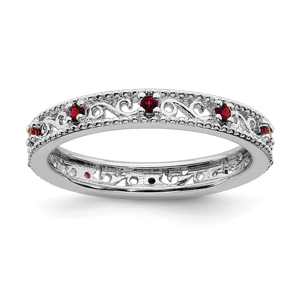 Stackable Expressions Jewelry Sterling Silver Stackable Expressions Garnet Ring | QSK1482