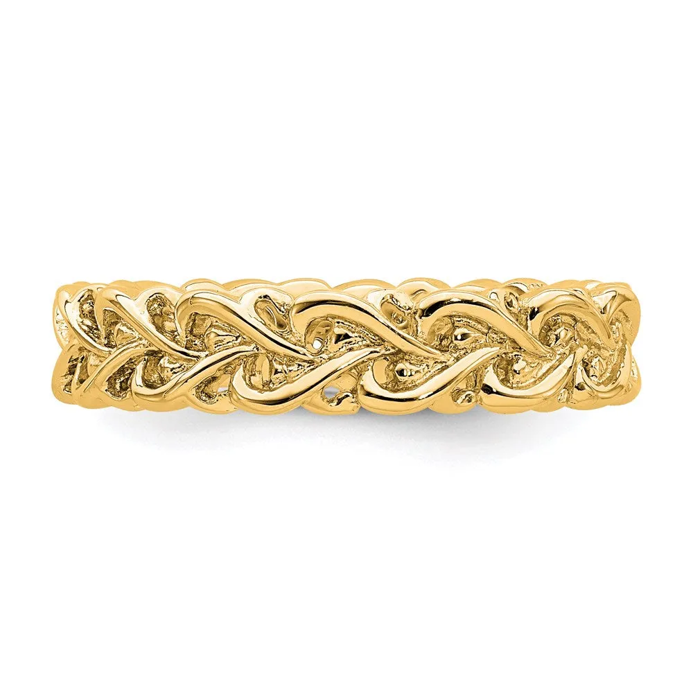 Stackable Expressions Jewelry Sterling Silver Stackable Expressions Gold-plated Carved Band | QSK1666