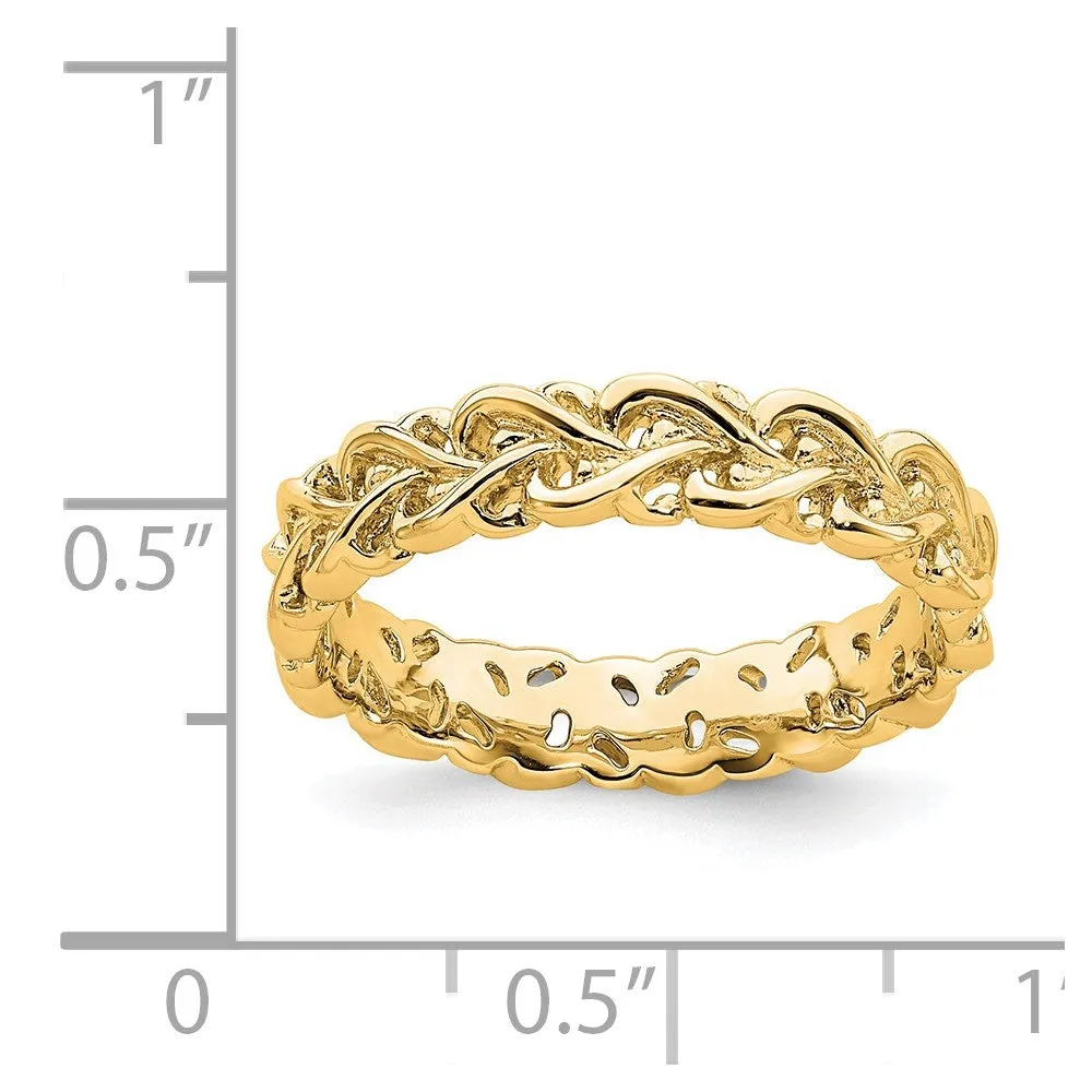 Stackable Expressions Jewelry Sterling Silver Stackable Expressions Gold-plated Carved Band | QSK1666