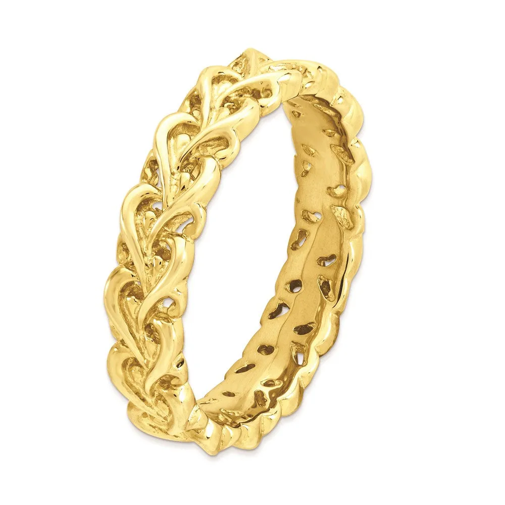 Stackable Expressions Jewelry Sterling Silver Stackable Expressions Gold-plated Carved Band | QSK1666