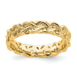 Stackable Expressions Jewelry Sterling Silver Stackable Expressions Gold-plated Carved Band | QSK1666