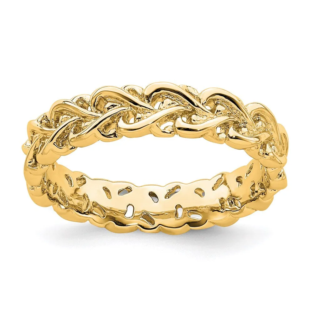 Stackable Expressions Jewelry Sterling Silver Stackable Expressions Gold-plated Carved Band | QSK1666