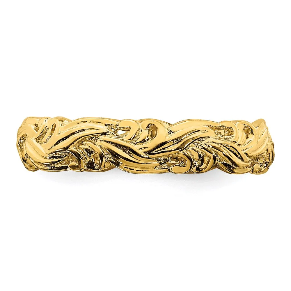 Stackable Expressions Jewelry Sterling Silver Stackable Expressions Gold-plated Carved Band | QSK1672