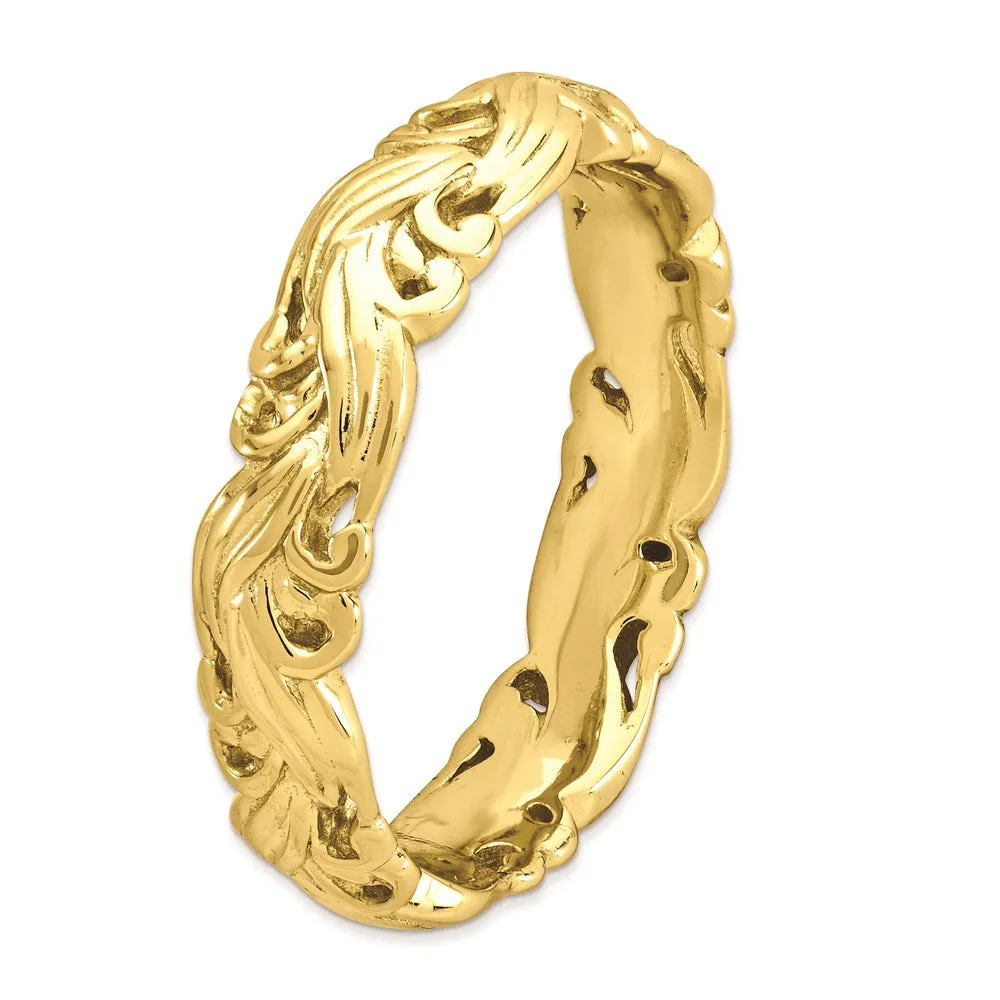 Stackable Expressions Jewelry Sterling Silver Stackable Expressions Gold-plated Carved Band | QSK1672