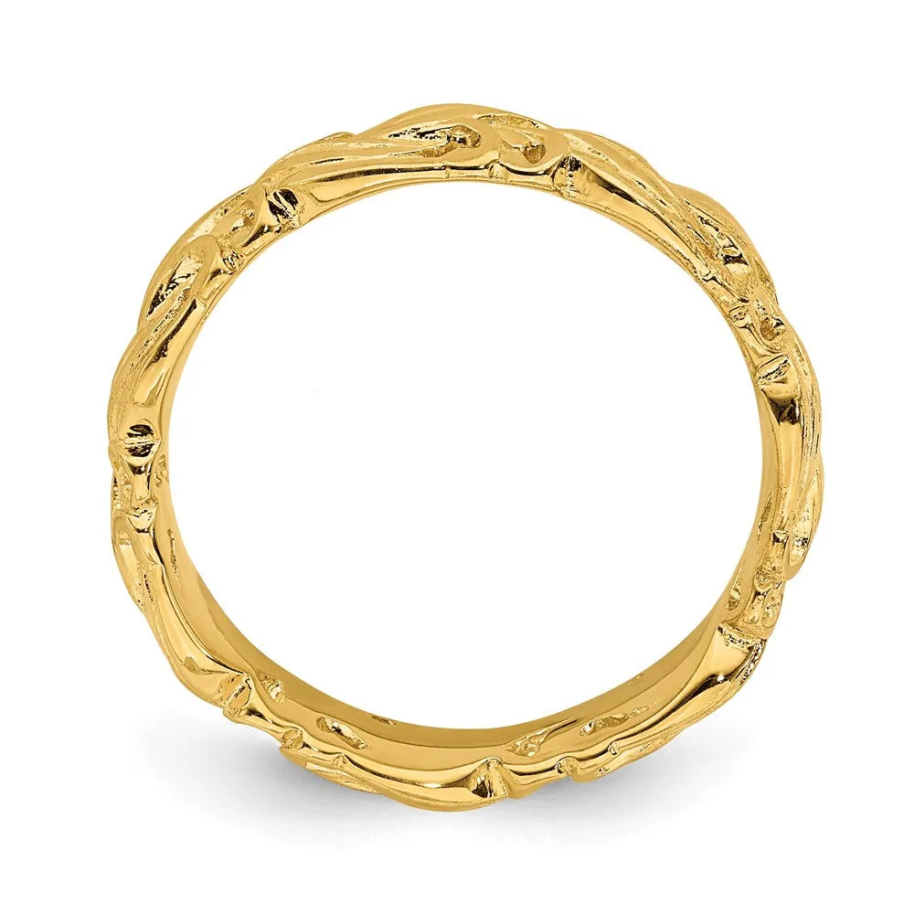 Stackable Expressions Jewelry Sterling Silver Stackable Expressions Gold-plated Carved Band | QSK1672