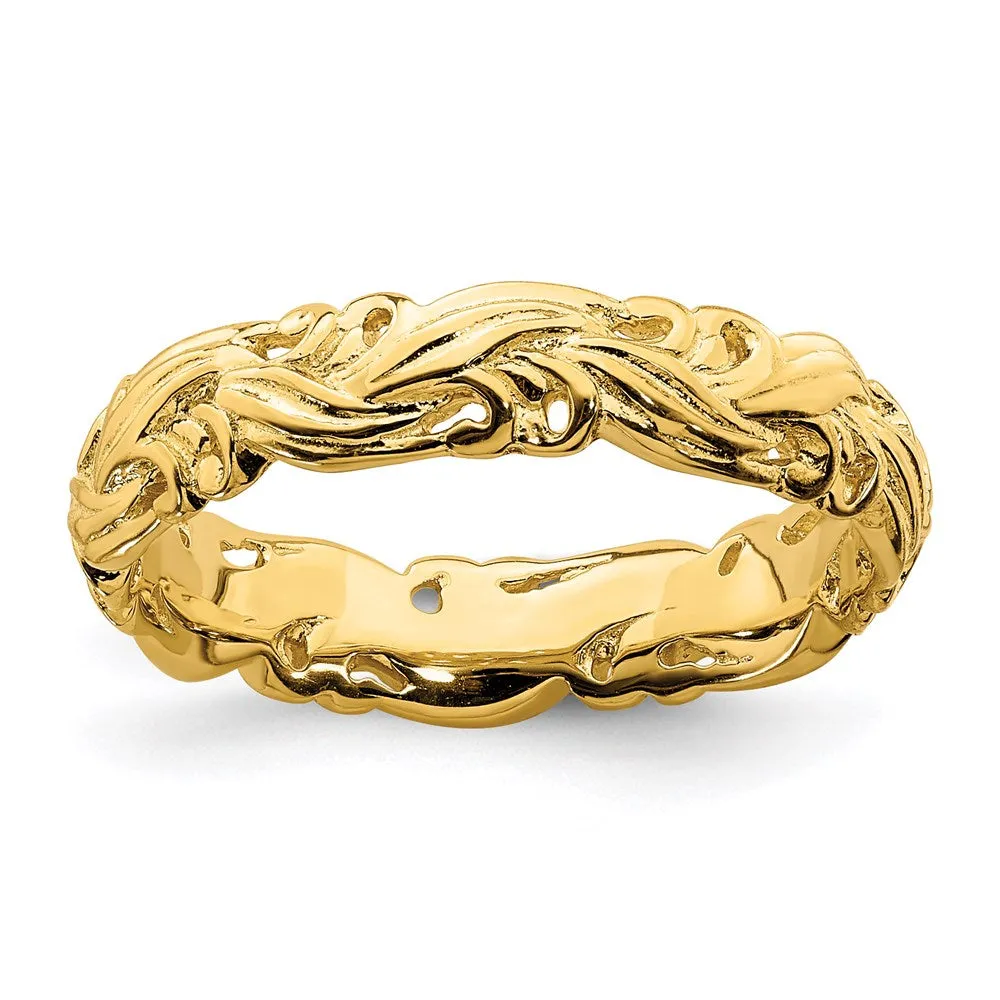 Stackable Expressions Jewelry Sterling Silver Stackable Expressions Gold-plated Carved Band | QSK1672