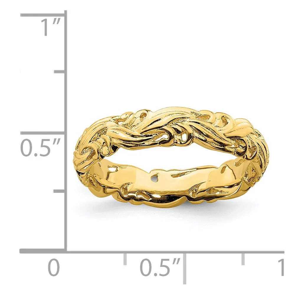Stackable Expressions Jewelry Sterling Silver Stackable Expressions Gold-plated Carved Band | QSK1672