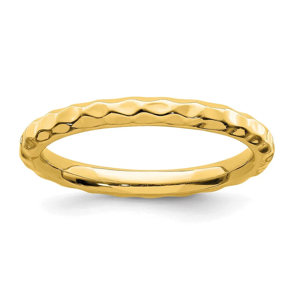 Stackable Expressions Jewelry Sterling Silver Stackable Expressions Gold-plated Hammered Ring | QSK222
