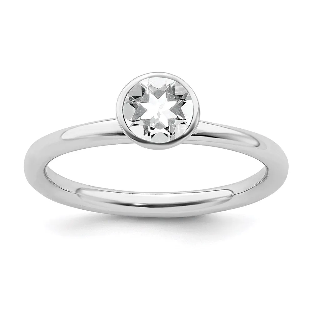 Stackable Expressions Jewelry Sterling Silver Stackable Expressions High 5mm April Swarovski Ring | QSK964