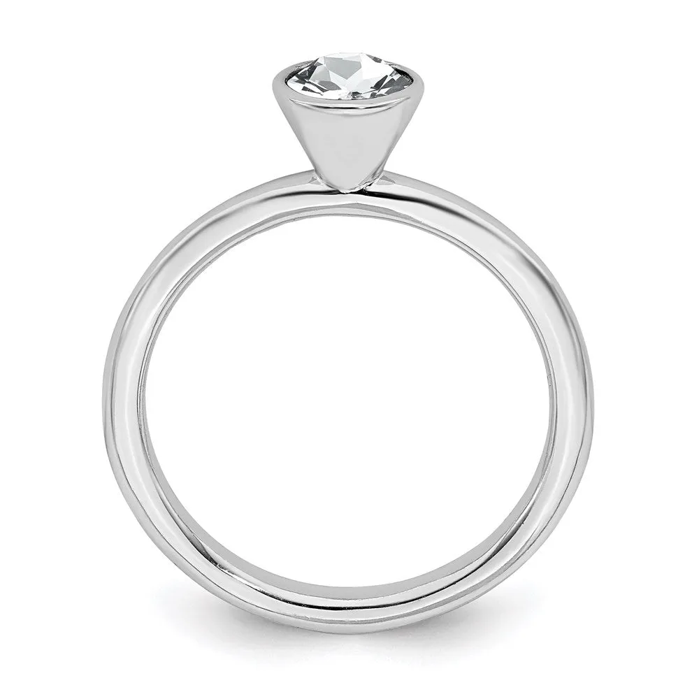 Stackable Expressions Jewelry Sterling Silver Stackable Expressions High 5mm April Swarovski Ring | QSK964