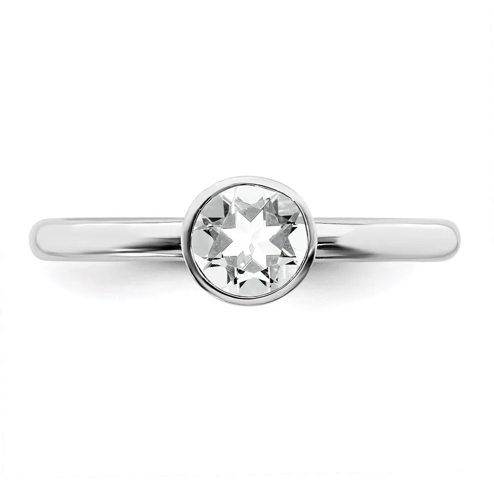 Stackable Expressions Jewelry Sterling Silver Stackable Expressions High 5mm April Swarovski Ring | QSK964