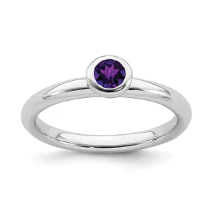 Stackable Expressions Jewelry Sterling Silver Stackable Expressions Low 4mm Round Amethyst Ring | QSK497