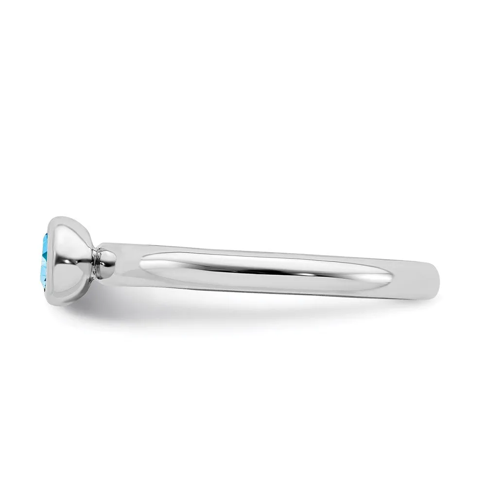 Stackable Expressions Jewelry Sterling Silver Stackable Expressions Low 4mm Round Blue Topaz Ring | QSK507