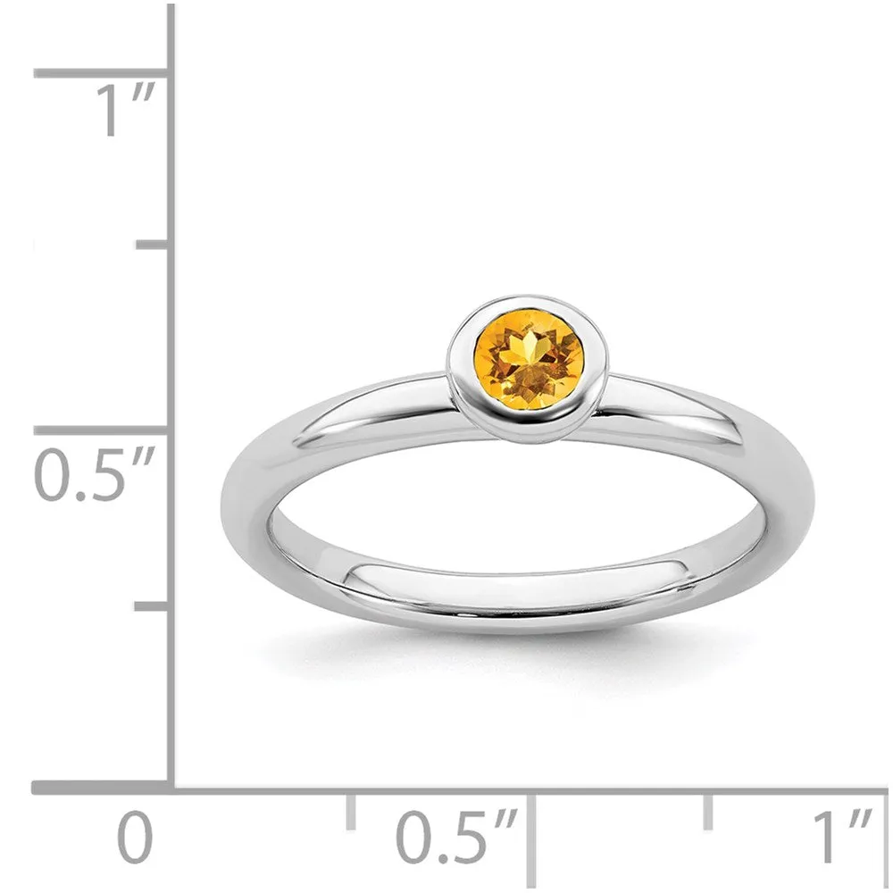 Stackable Expressions Jewelry Sterling Silver Stackable Expressions Low 4mm Round Citrine Ring | QSK506