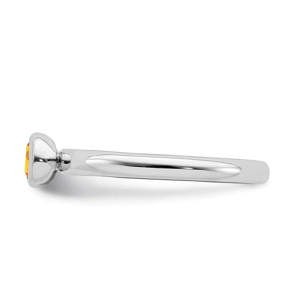 Stackable Expressions Jewelry Sterling Silver Stackable Expressions Low 4mm Round Citrine Ring | QSK506