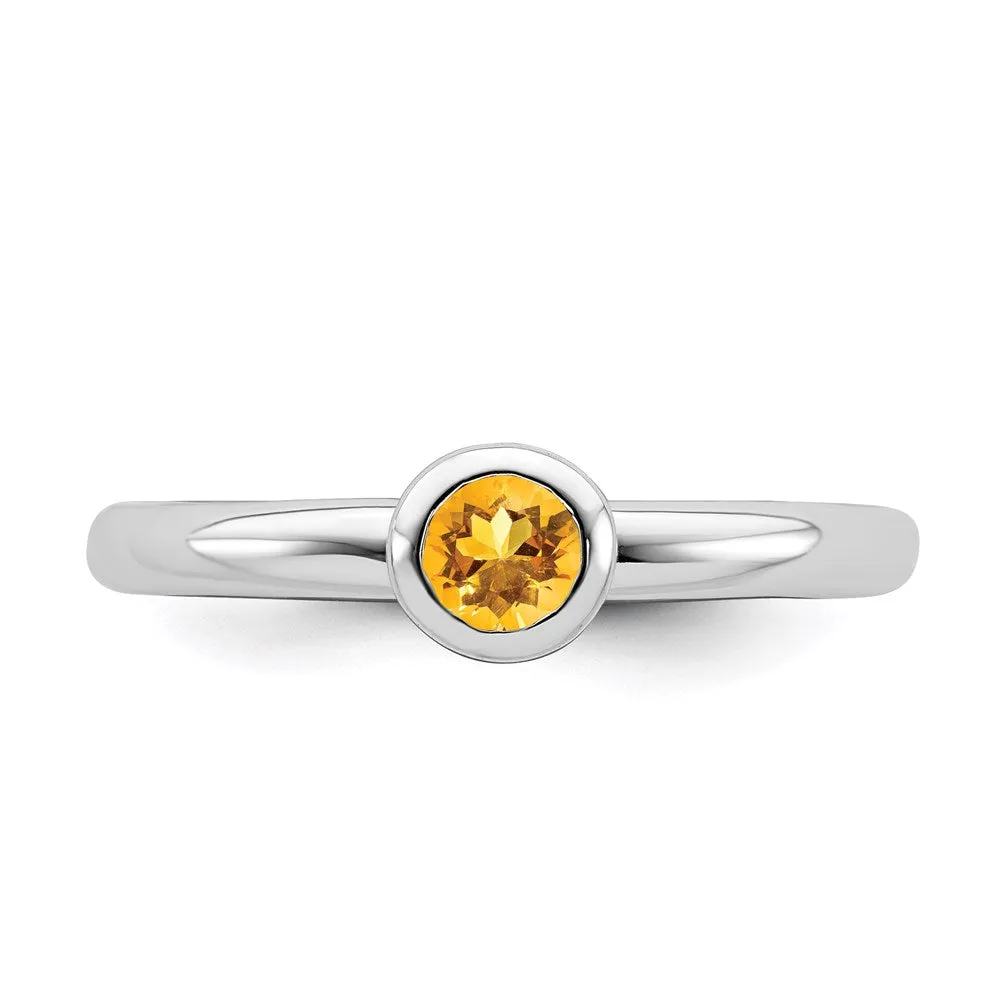 Stackable Expressions Jewelry Sterling Silver Stackable Expressions Low 4mm Round Citrine Ring | QSK506