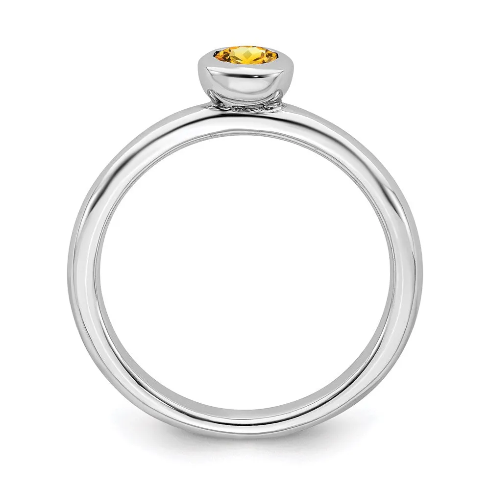 Stackable Expressions Jewelry Sterling Silver Stackable Expressions Low 4mm Round Citrine Ring | QSK506