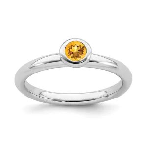Stackable Expressions Jewelry Sterling Silver Stackable Expressions Low 4mm Round Citrine Ring | QSK506