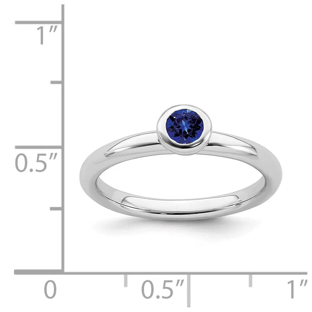 Stackable Expressions Jewelry Sterling Silver Stackable Expressions Low 4mm Round Cr. Sapphire Ring | QSK504