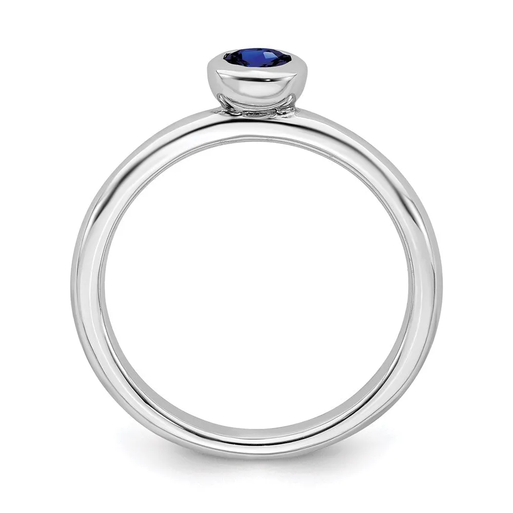 Stackable Expressions Jewelry Sterling Silver Stackable Expressions Low 4mm Round Cr. Sapphire Ring | QSK504