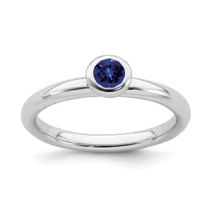 Stackable Expressions Jewelry Sterling Silver Stackable Expressions Low 4mm Round Cr. Sapphire Ring | QSK504