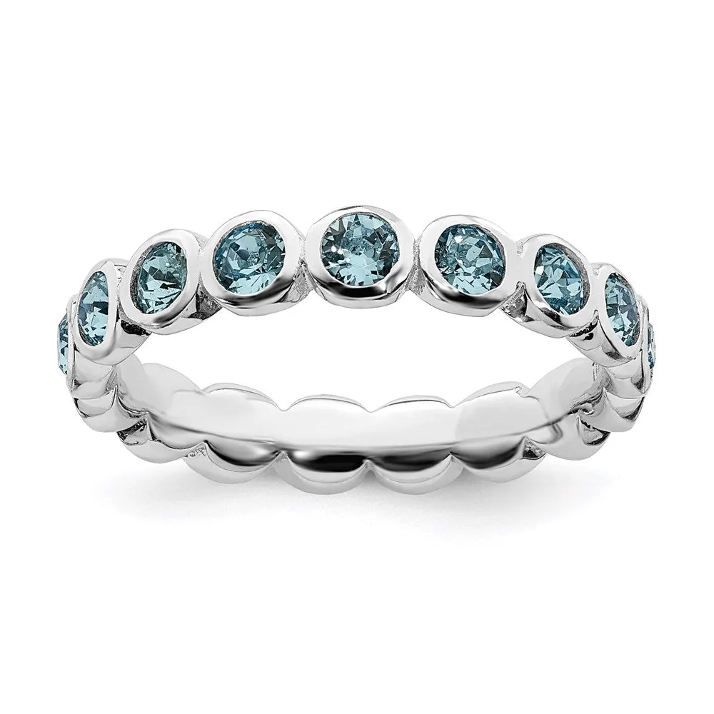 Stackable Expressions Jewelry Sterling Silver Stackable Expressions March Swarovski Ring | QSK975