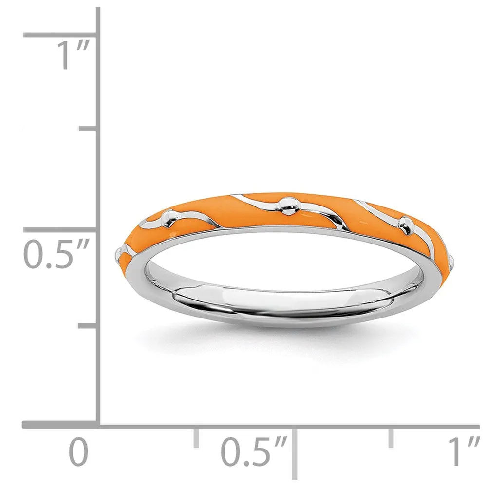 Stackable Expressions Jewelry Sterling Silver Stackable Expressions Orange Enamel Ring | QSK1504