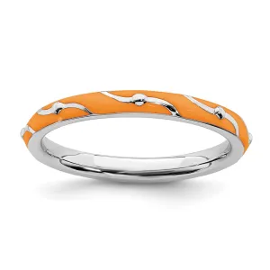 Stackable Expressions Jewelry Sterling Silver Stackable Expressions Orange Enamel Ring | QSK1504