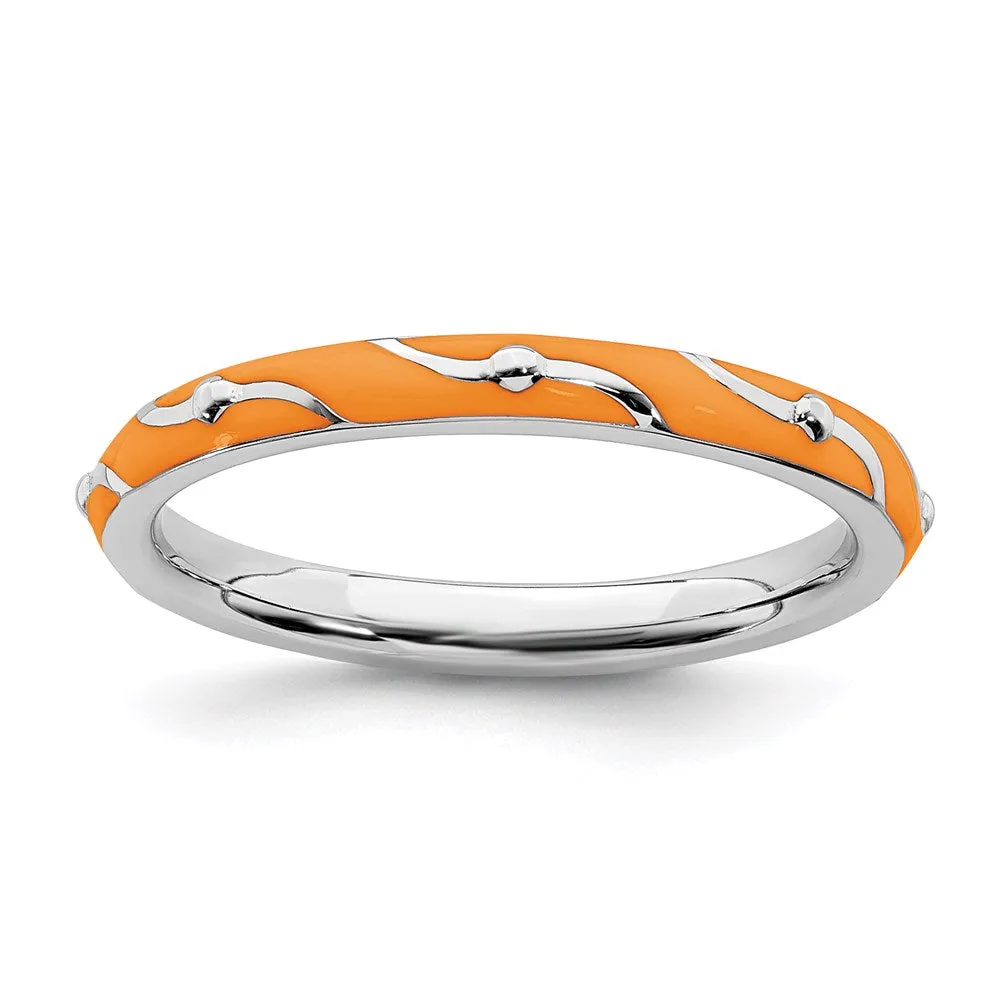 Stackable Expressions Jewelry Sterling Silver Stackable Expressions Orange Enamel Ring | QSK1504