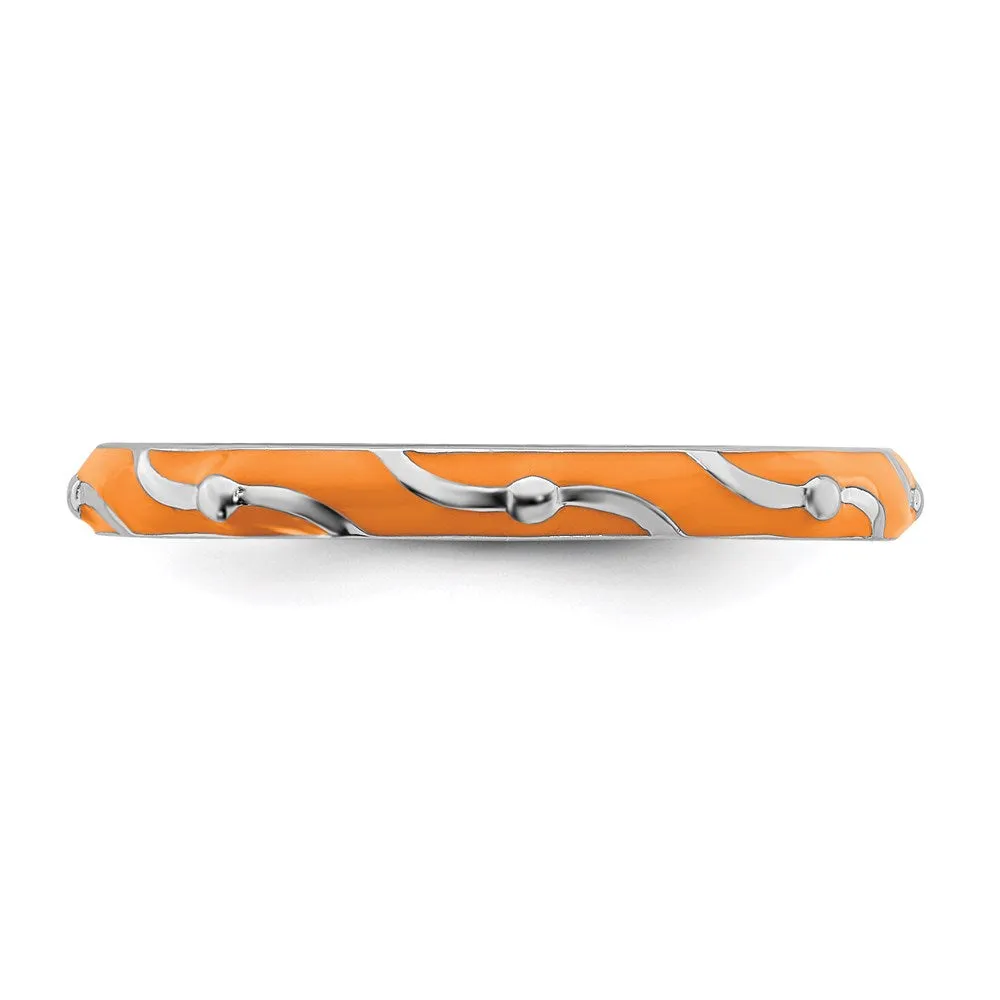 Stackable Expressions Jewelry Sterling Silver Stackable Expressions Orange Enamel Ring | QSK1504