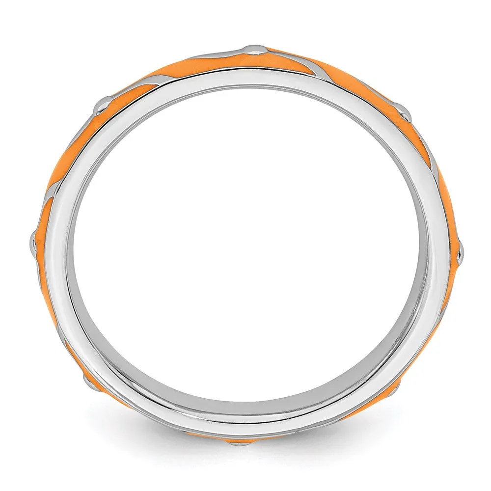 Stackable Expressions Jewelry Sterling Silver Stackable Expressions Orange Enamel Ring | QSK1504