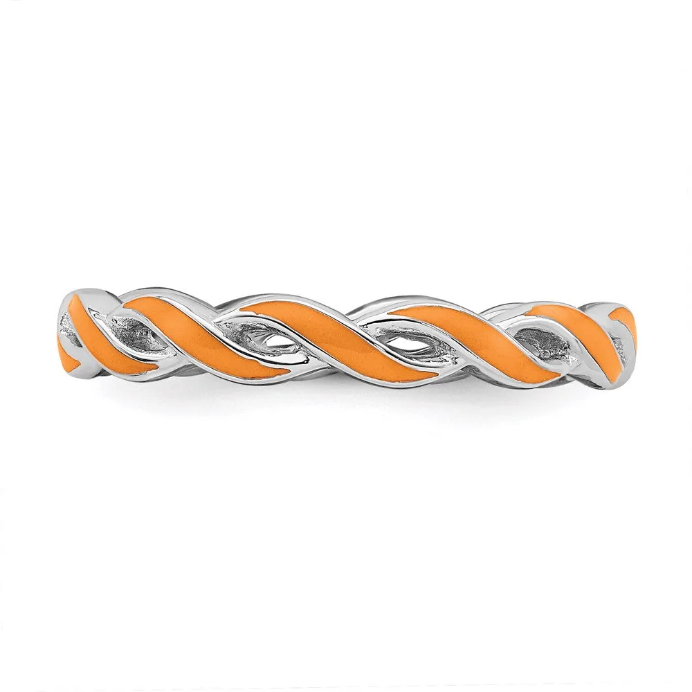 Stackable Expressions Jewelry Sterling Silver Stackable Expressions Orange Enamel Ring | QSK1514