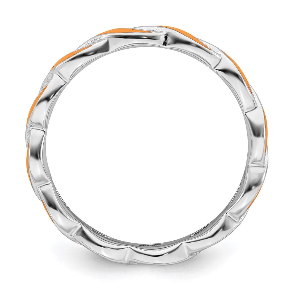 Stackable Expressions Jewelry Sterling Silver Stackable Expressions Orange Enamel Ring | QSK1514