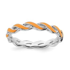 Stackable Expressions Jewelry Sterling Silver Stackable Expressions Orange Enamel Ring | QSK1514