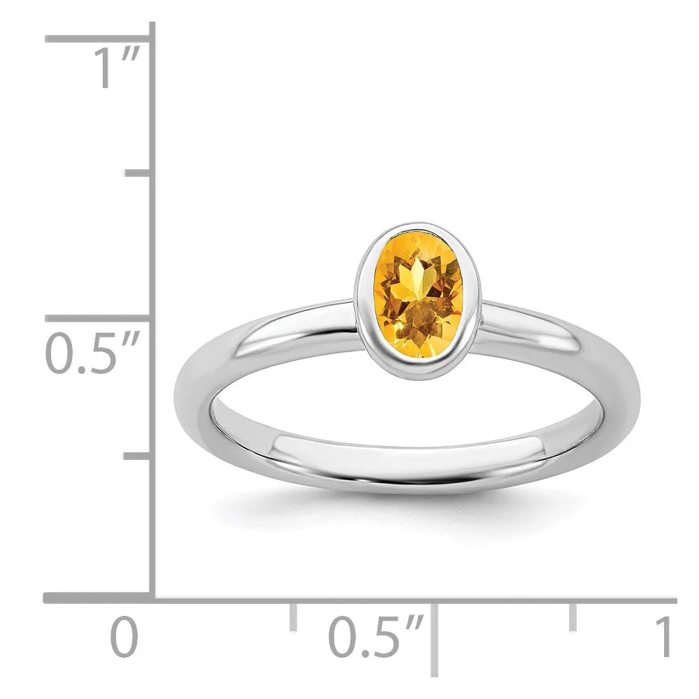 Stackable Expressions Jewelry Sterling Silver Stackable Expressions Oval Citrine Ring | QSK444