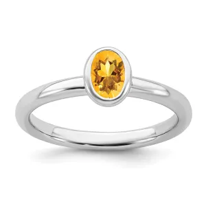 Stackable Expressions Jewelry Sterling Silver Stackable Expressions Oval Citrine Ring | QSK444