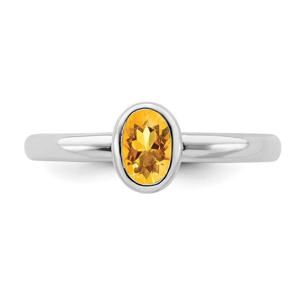 Stackable Expressions Jewelry Sterling Silver Stackable Expressions Oval Citrine Ring | QSK444