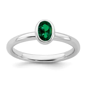Stackable Expressions Jewelry Sterling Silver Stackable Expressions Oval Created Emerald Ring | QSK438