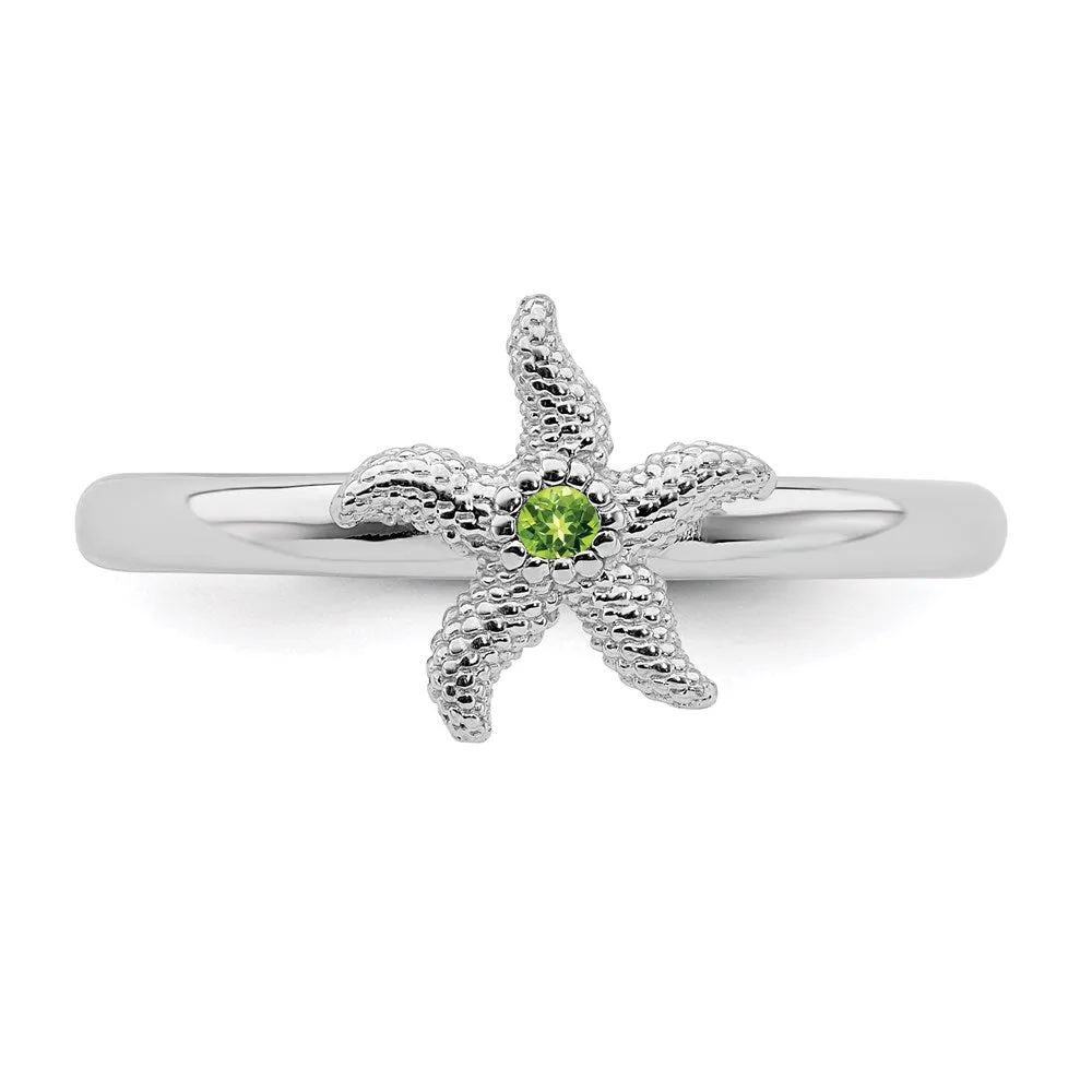Stackable Expressions Jewelry Sterling Silver Stackable Expressions Peridot Starfish Ring | QSK1862