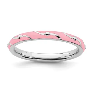 Stackable Expressions Jewelry Sterling Silver Stackable Expressions Pink Enamel Ring | QSK1507