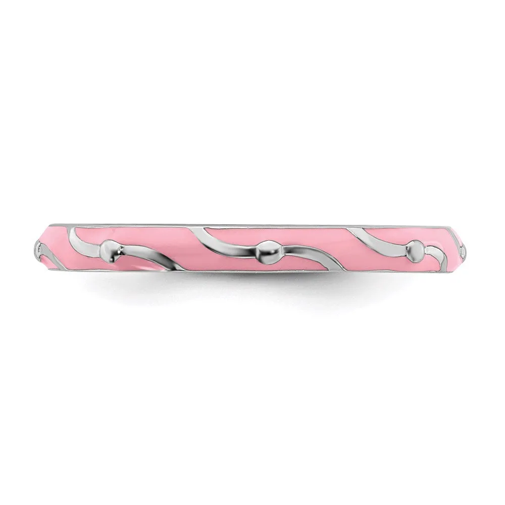Stackable Expressions Jewelry Sterling Silver Stackable Expressions Pink Enamel Ring | QSK1507
