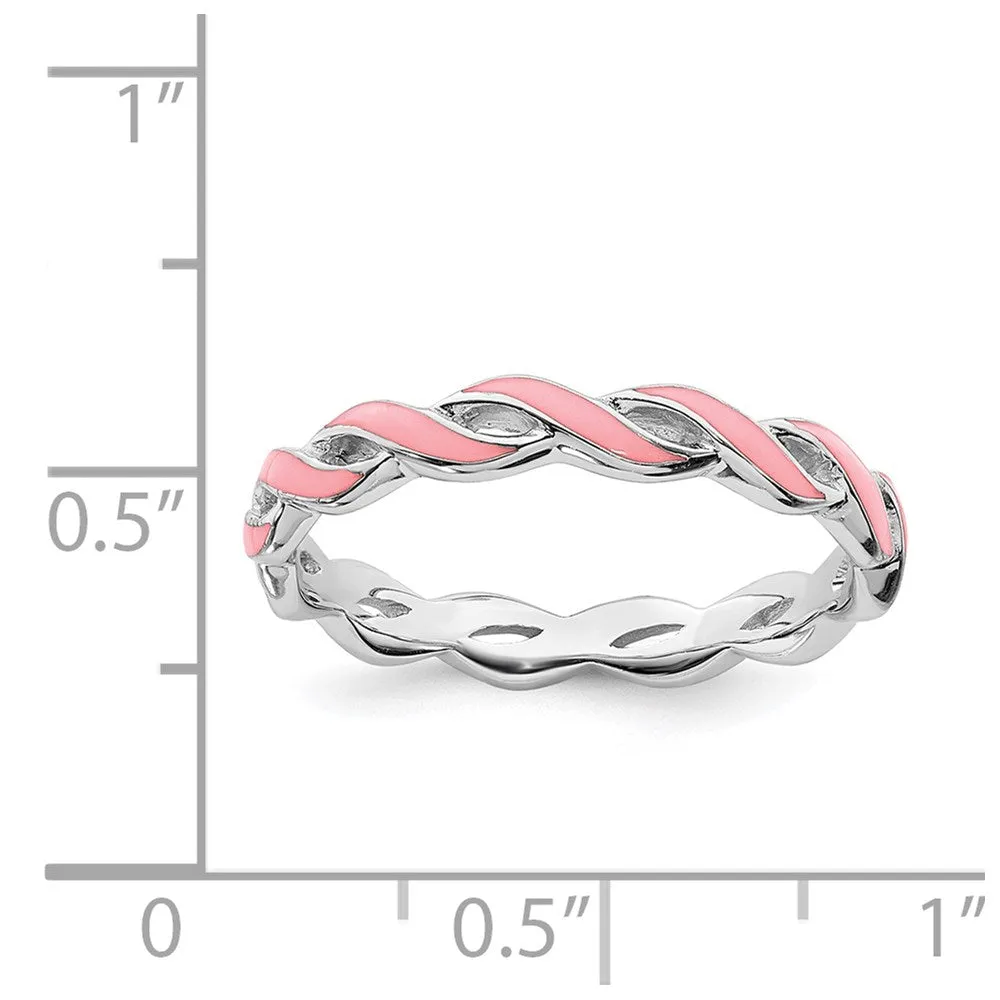 Stackable Expressions Jewelry Sterling Silver Stackable Expressions Pink Enamel Ring | QSK1517