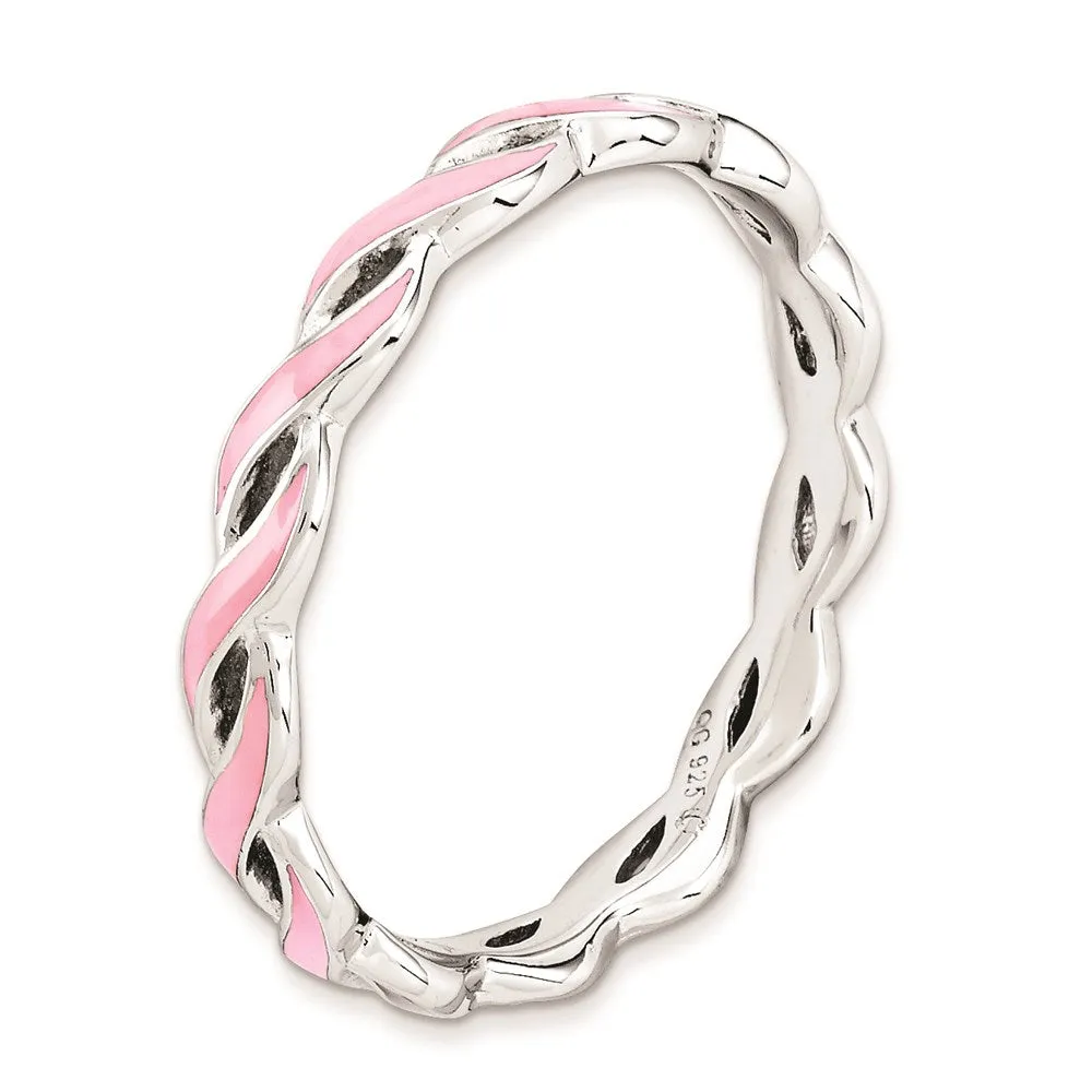 Stackable Expressions Jewelry Sterling Silver Stackable Expressions Pink Enamel Ring | QSK1517