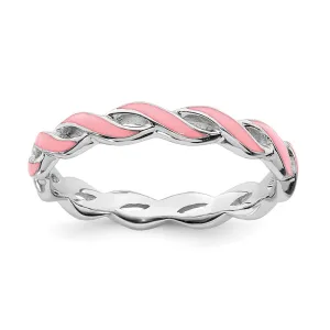 Stackable Expressions Jewelry Sterling Silver Stackable Expressions Pink Enamel Ring | QSK1517