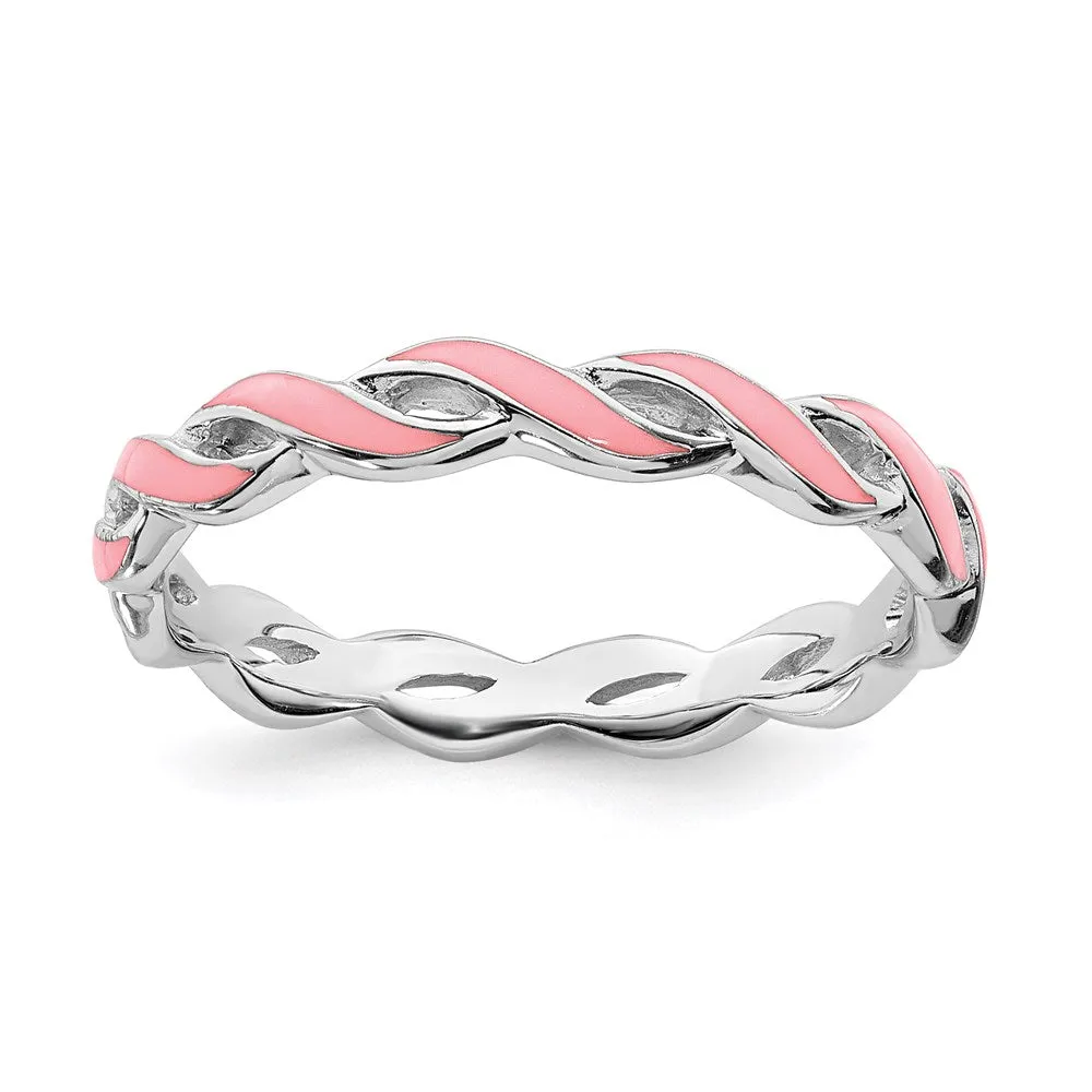 Stackable Expressions Jewelry Sterling Silver Stackable Expressions Pink Enamel Ring | QSK1517