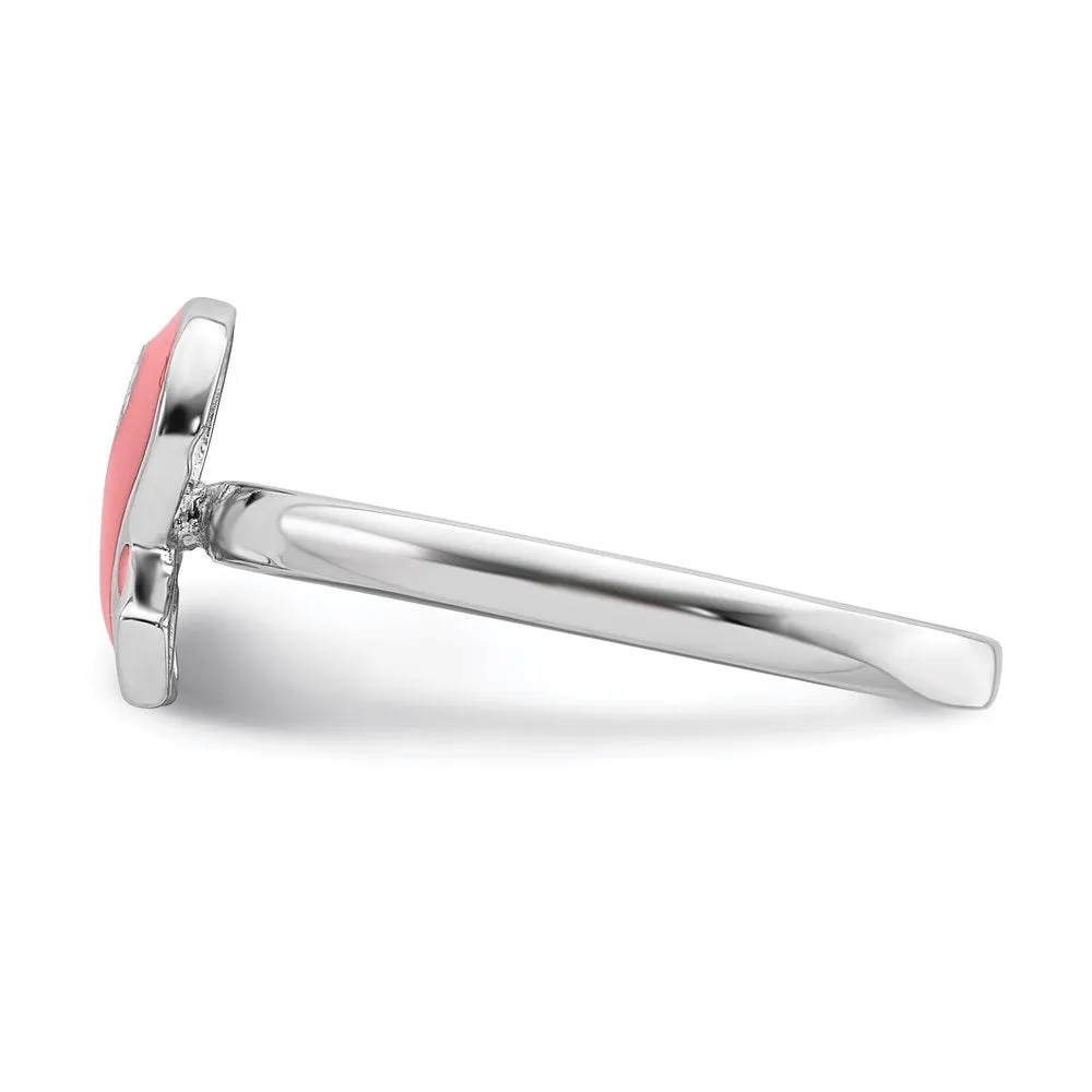 Stackable Expressions Jewelry Sterling Silver Stackable Expressions Pink Enameled Awareness Ribbon Ring | QSK948